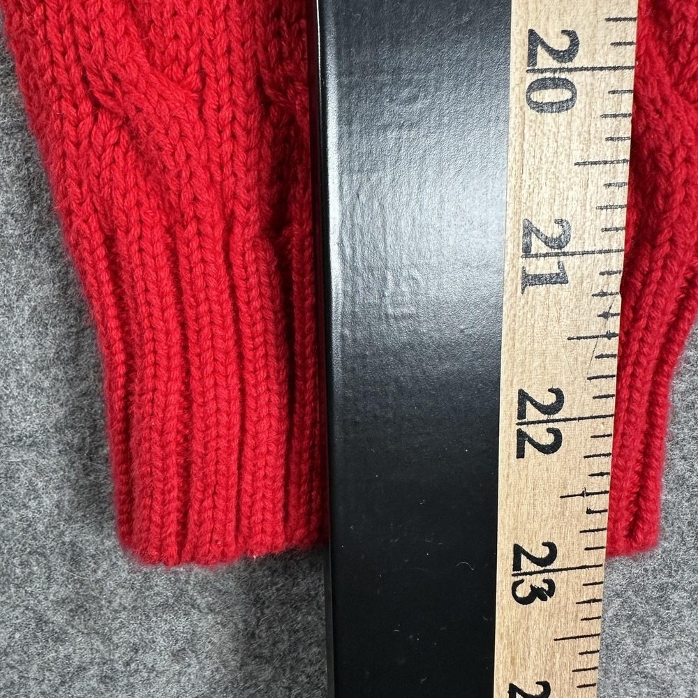 Lauren Ralph Lauren Sweater Womens Medium Red Cable Knit Cotton Crest Old Money - Picture 10 of 13